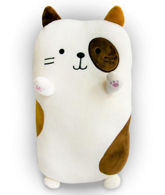 М'яка іграшка-подушка у формі кота білий 40х20х14 см плюшевий котик для сну мягкая игрушка кот