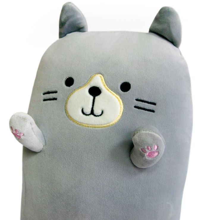Плюшева іграшка-подушка у вигляді кота сірого кольору 40х20х14 см подушка кіт мягкая игрушка кот