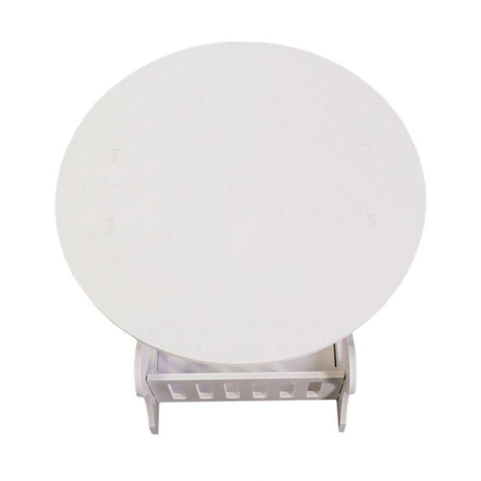 Круглий приліжковий столик з полицею для дрібниць білий 36х46 см маленький столик в спальню