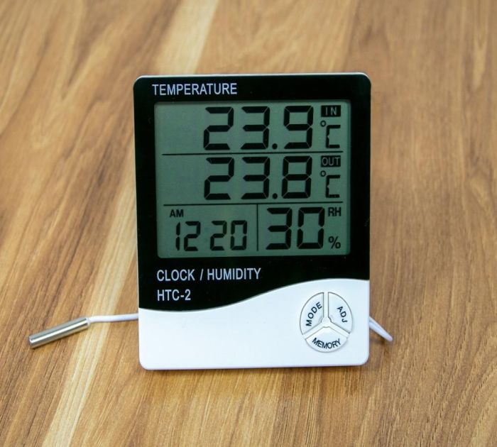 Гігрометр з виносним датчиком HTC-2 настільний годинник з термометром і гігрометром гигрометр