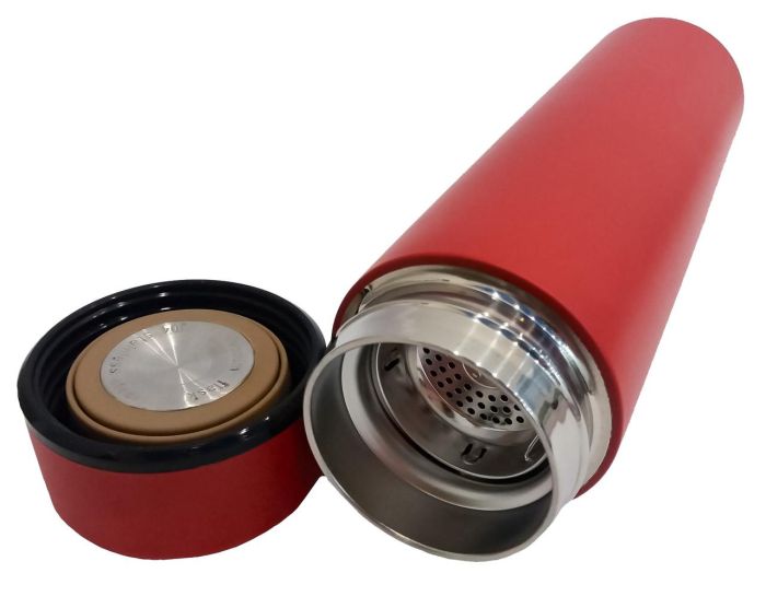 Термос з термометром червоний з дисплеєм 0.5 л металевий з нержавіючої сталі