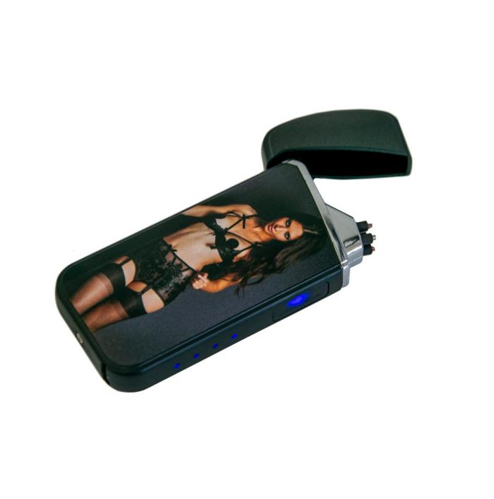 Електрична запальничка ZGP 28 з малюнком дівчини в чорній білизні електроімпульсна usb запальничка