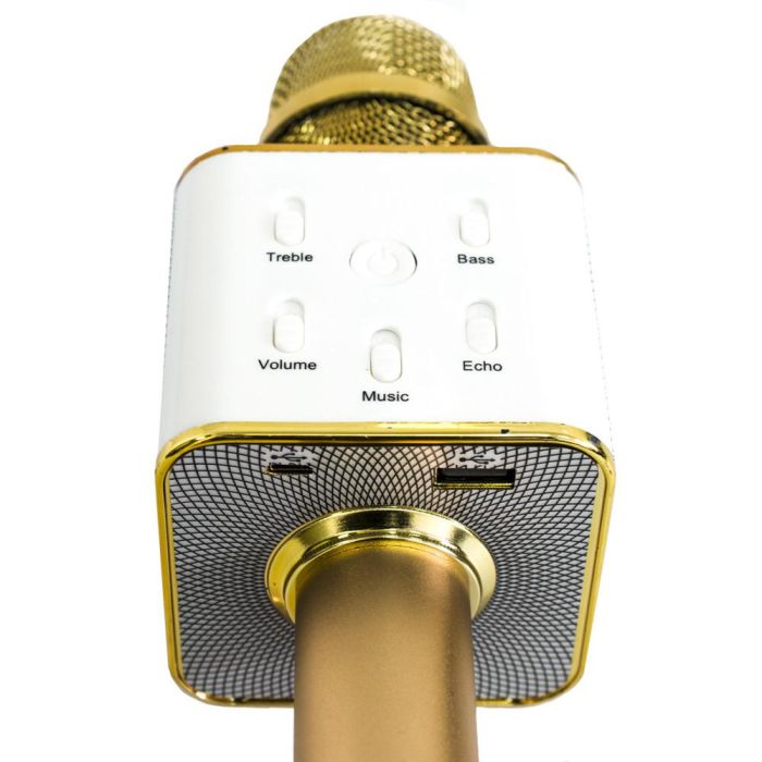 Дитячий мікрофон караоке Bluetooth DM Karaoke Wireless Q7 безпровідний Золотой детский блютус беспроводной микрофон