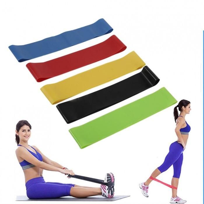 Стрічковий еспандер для фітнесу набір Fitness Tape резинки для тренувань і спорту 5 еспандерів/уп.