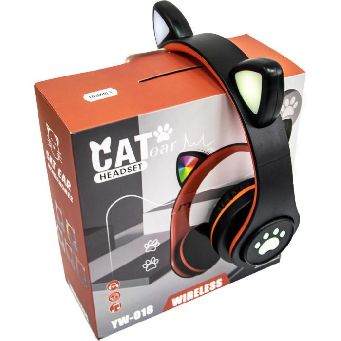 Бездротові навушники з котячими вушками CAT EAR YW-018 безпровідні навушники з мікрофоном Чорні