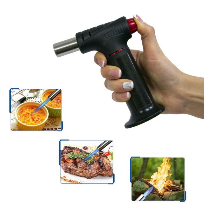 Портативна газова горілка з балоном Multi-Function Lighter QL-016 Чорний газовий пальник кулінарний фломбер