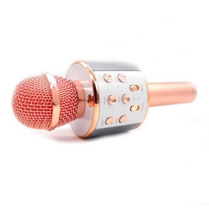 Мікрофон для караоке WS-858 блютуз мікрофон для співу дитячий мікрофон з динаміком Рожевий