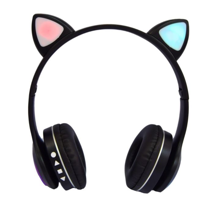 Дитячі навушники з вушками Cat ear headphones VZV-23M Чорні бездротові навушники блютуз наушники с ушками