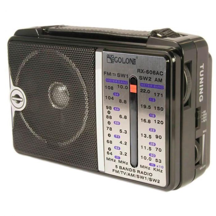 Портативний радіоприймач Golon RX-606AC Чорно-сріблястий міні радіо на батарейках/мережі радиоприемник