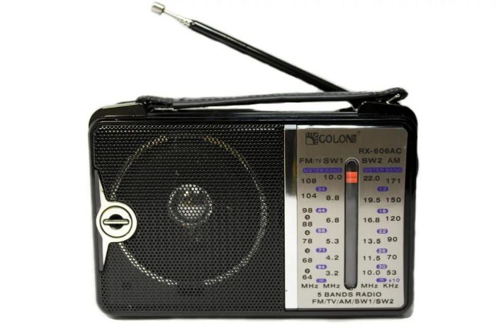 Портативний радіоприймач Golon RX-606AC Чорно-сріблястий міні радіо на батарейках/мережі радиоприемник