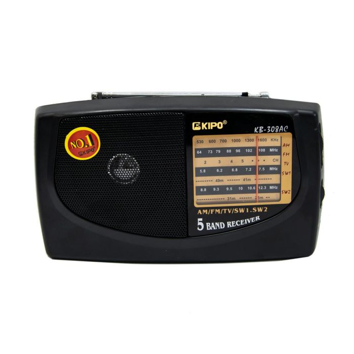 Міні радіоприймач FM/TV/AM/SW1-2 Kipo KB-308AC Чорний радіоприймач на кухню радиоприемник фм