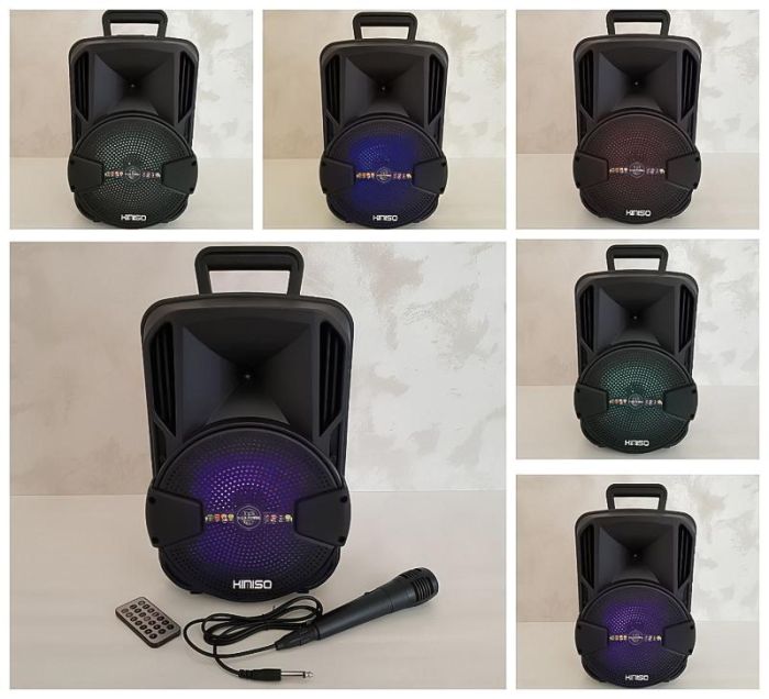 Колонки з мікрофоном Kimiso KS-M1 Hi-Fi FM Чорна радіо колонка з підсвіткою акустика з пультом USB+TF