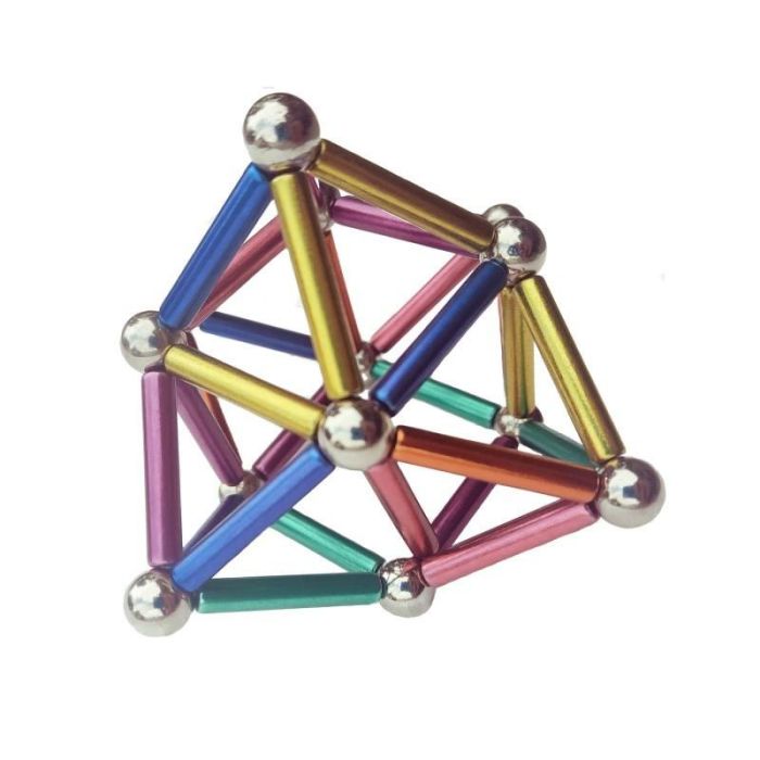 Неокуб магнітні кульки Neo MIX COLOR 36 кольорових паличок і 24 кульки-металік магнітний конструктор