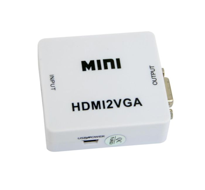 Перехідник з HDMI на VGA з доп живленням MINI HDMI2VGA Білий конвертер HDMI VGA переходник hdmi vga