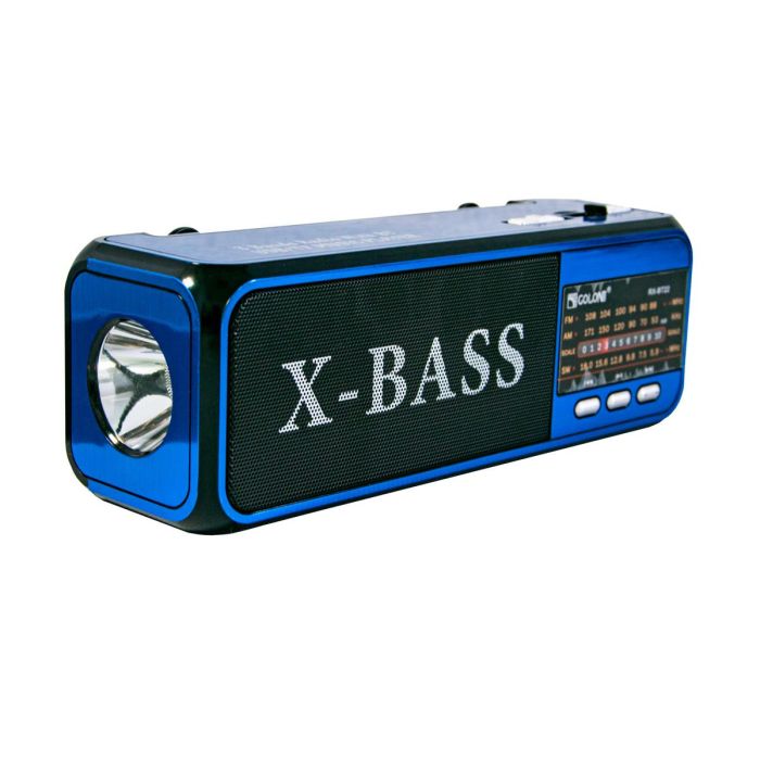 ФМ радіоприймач Golon RX-BT22 BT Синя портативна колонка блютуз радіо бокс з USB/TF та ліхтариком