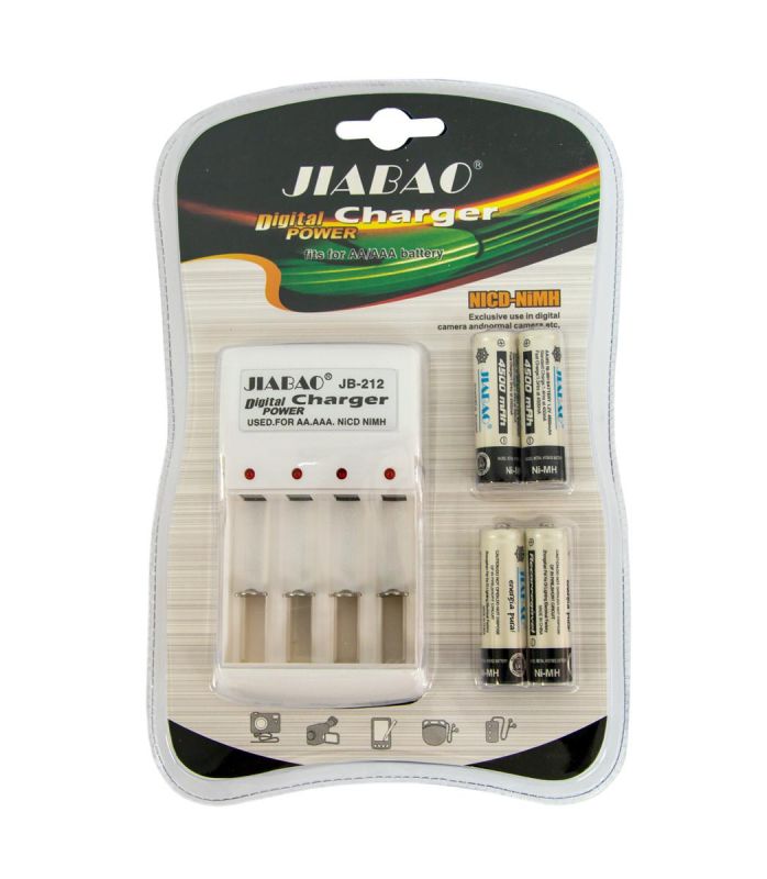 Зарядний пристрій акумуляторних батарей JIABAO JB-212 + акумулятори 4 шт. AA