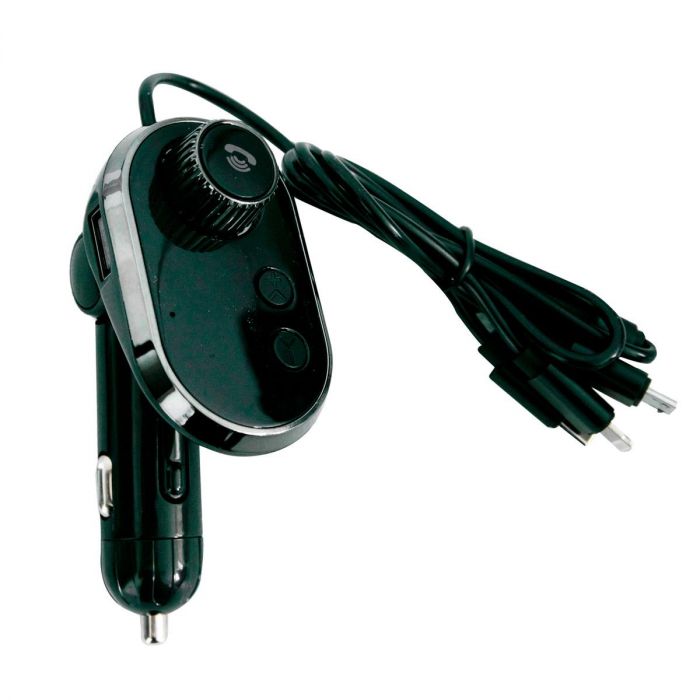 Bluetooth трансмітер з кабелем Type-C/MicroUSB/Lightning Car Q15 Чорно-сірий FM модулятор для авто