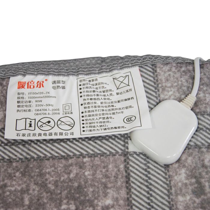 Електропростирадло двоспальне Electric Blanket 150х113см 90W термопростыня Серая в клетку електроковдра