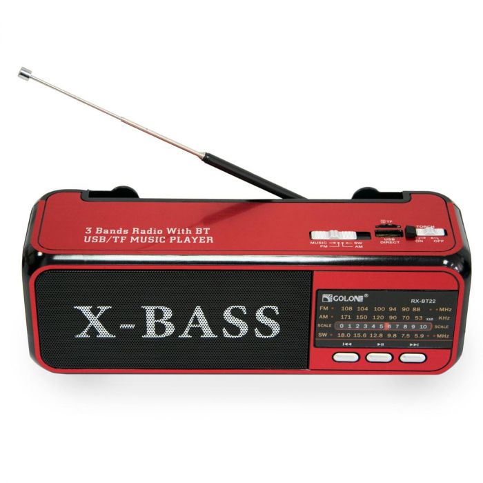 Портативний радіоприймач FM Golon RX-BT22 Червоний блютуз колонка з USB/TF та ліхтариком