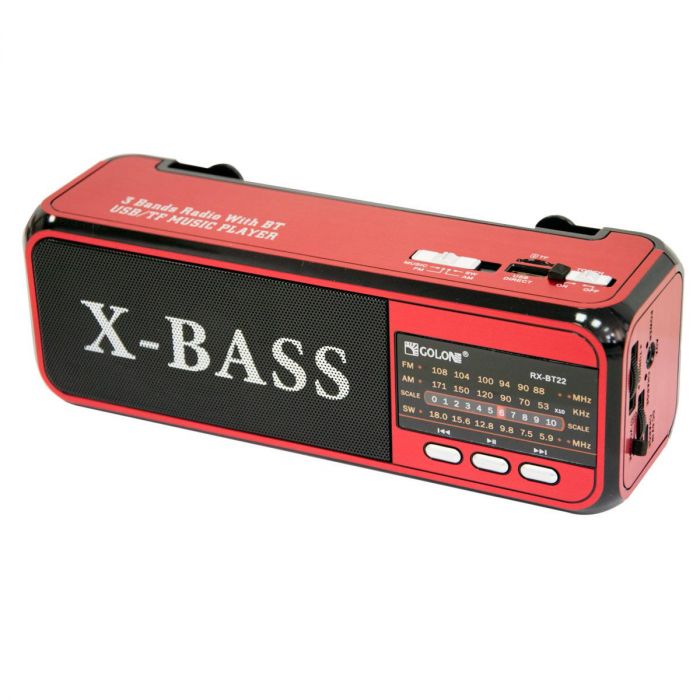 Портативний радіоприймач FM Golon RX-BT22 Червоний блютуз колонка з USB/TF та ліхтариком