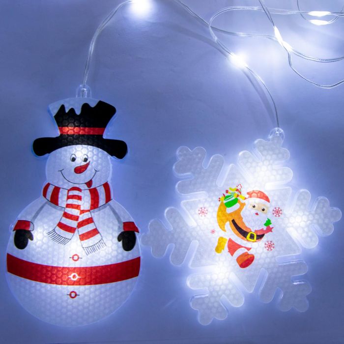 LED гірлянда бахрома Фігурки 3D сніговика та сніжинки Холодний Білий 3.2 м світлодіодна гірлянда