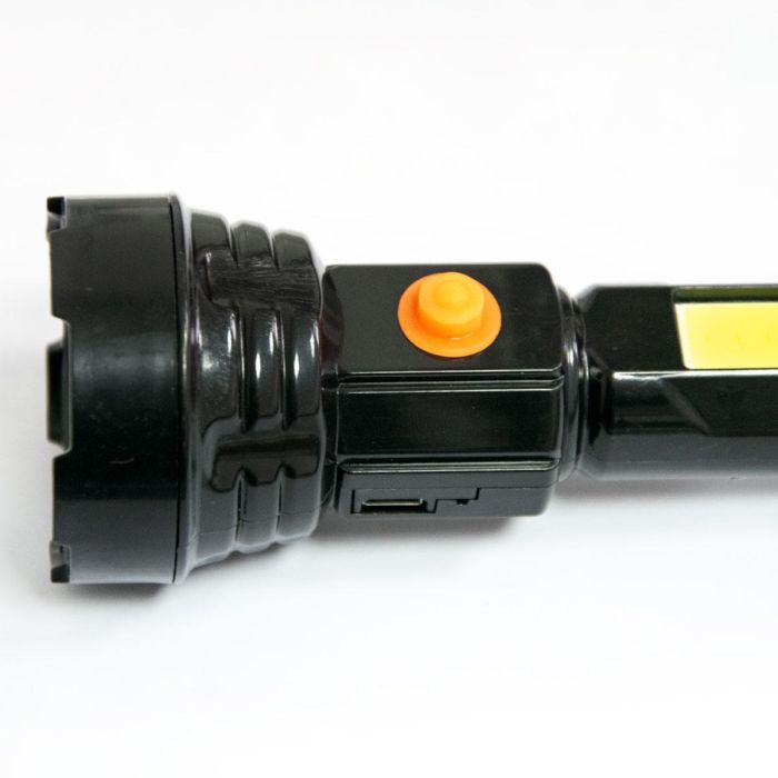 Ручний ліхтар акумуляторний з COB Panther PT-8916B Чорний ліхтарик світлодіодний переносний фонарик
