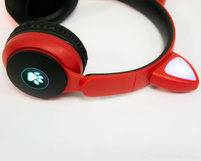 Навушники безпровідні накладні Wireless earphone ST77M Червоні дитячі безпровідні навушники з вушками