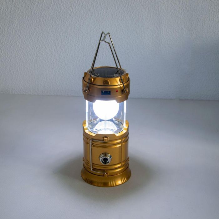 Лампа ліхтар туристичний SH-5800T Золотистий кемпінговий ліхтар із сонячною панеллю