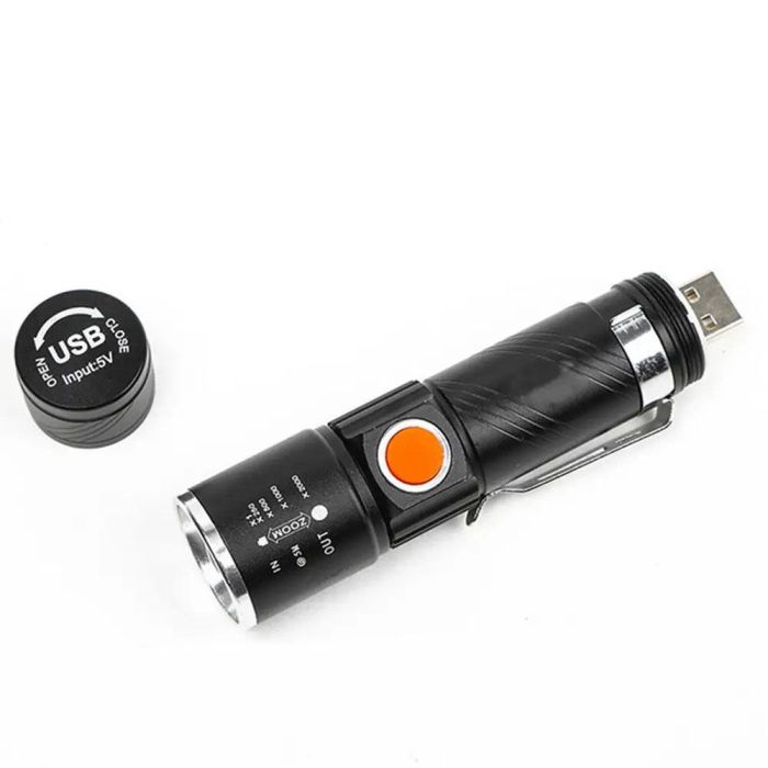Лед ліхтарик ручний X-Balog BL-616-T6 Чорний USB ліхтарик акумуляторний світлодіодний фонарик юсб