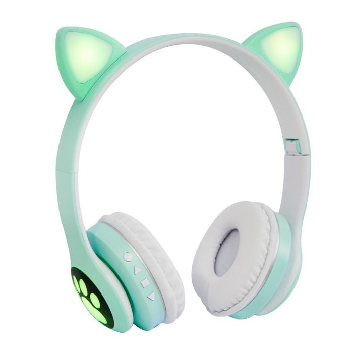 Бездротові навушники з вушками Cat ear headphones VZV-23M накладні дитячі навушники блютуз Бірюзові
