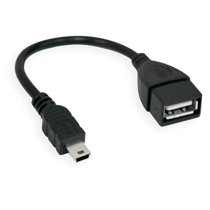 OTG перехідник USB - MiniUSB тип-B Чорний вiд кабель-перехідник з Міні ЮСБ на ЮСБ 10см OTG переходник