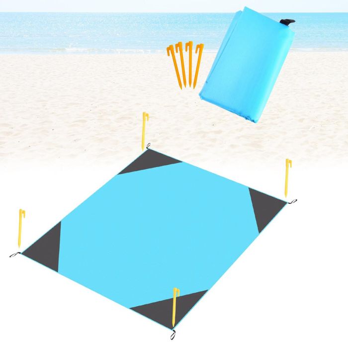 Килимок для пляжу Синій 180х145см непромокає покривало для пляжу підстилка на пляж з кілочками