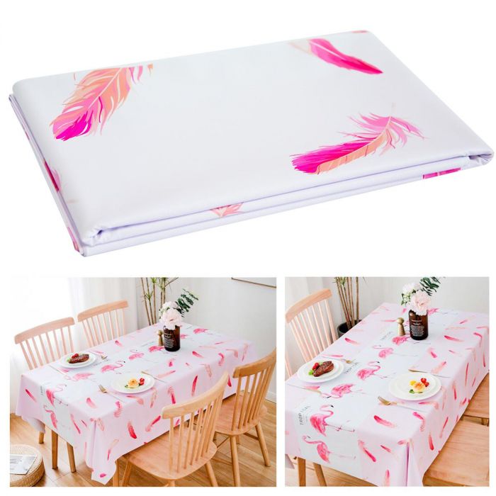 Водовідштовхувальна скатертина на стіл 144х184см Tropical Рожева водонепроникна скатертина на кухонний стіл