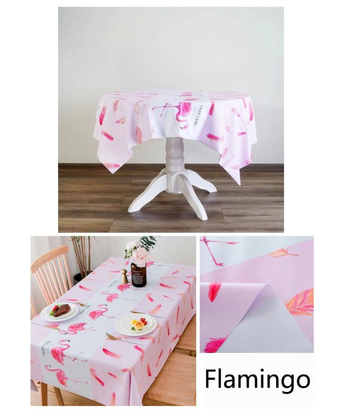 Водовідштовхувальна скатертина на стіл 144х184см Tropical Рожева водонепроникна скатертина на кухонний стіл