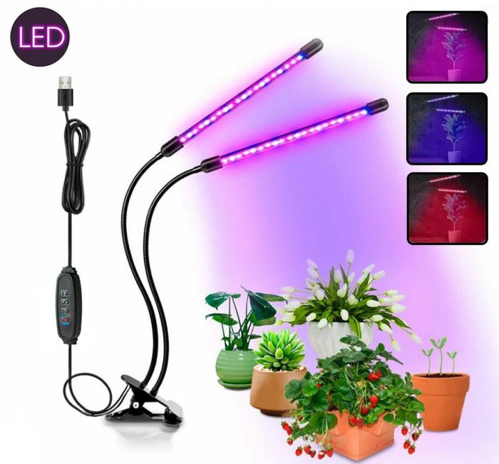 Лампа для рослин подвійна LED Plant Grow Light фітолампа для розсади гнучка - світильник для рослин орхідей