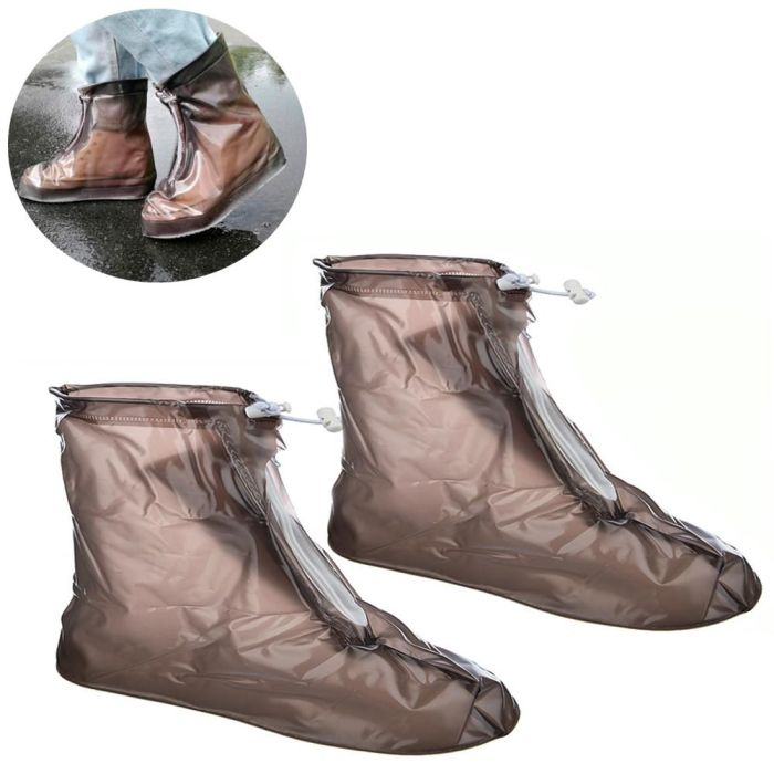 Чохли на взуття від дощу розмір XXL - 31см Коричневі дощовики для взуття багаторазові бахіли від дощу