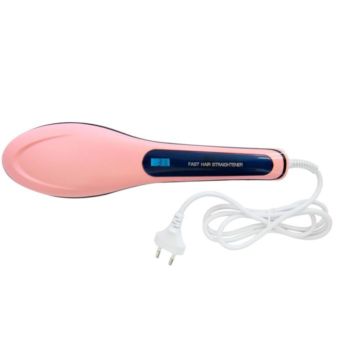 Розчіска вирівнювач для волосся HQT-906 Рожевий електрична щітка випрямляч для волосся расческа утюжок
