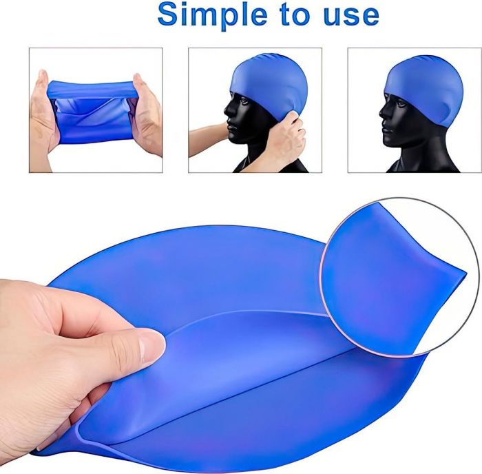 Силіконова шапочка для плавання Синя Silicone Swim Cap шапочка для басейну шапочка для плавання
