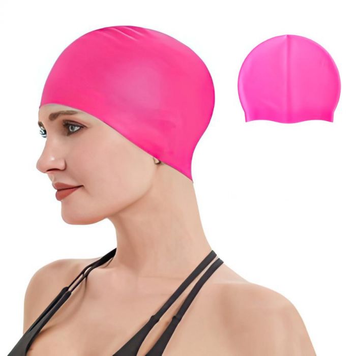 Шапочка для плавання Рожева Silicone Swim Cap силіконова шапочка для плавання плавальна шапочка