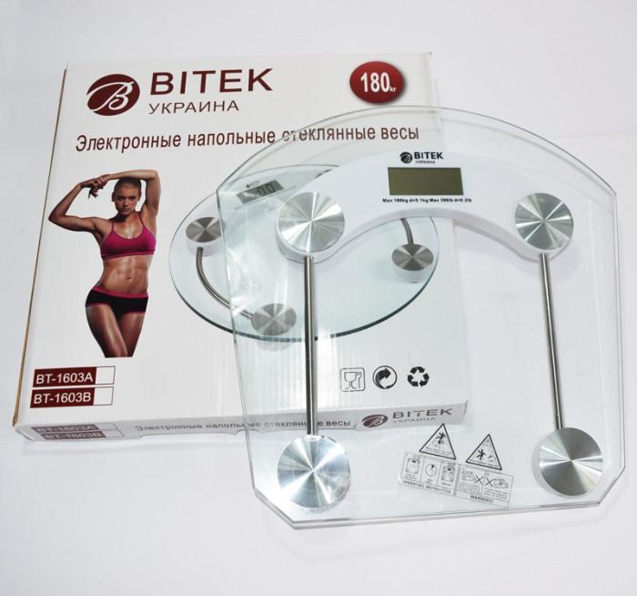 Ваги підлогові Bitek ВТ-1603 скляні ваги для зважування побутові напольные электронные весы