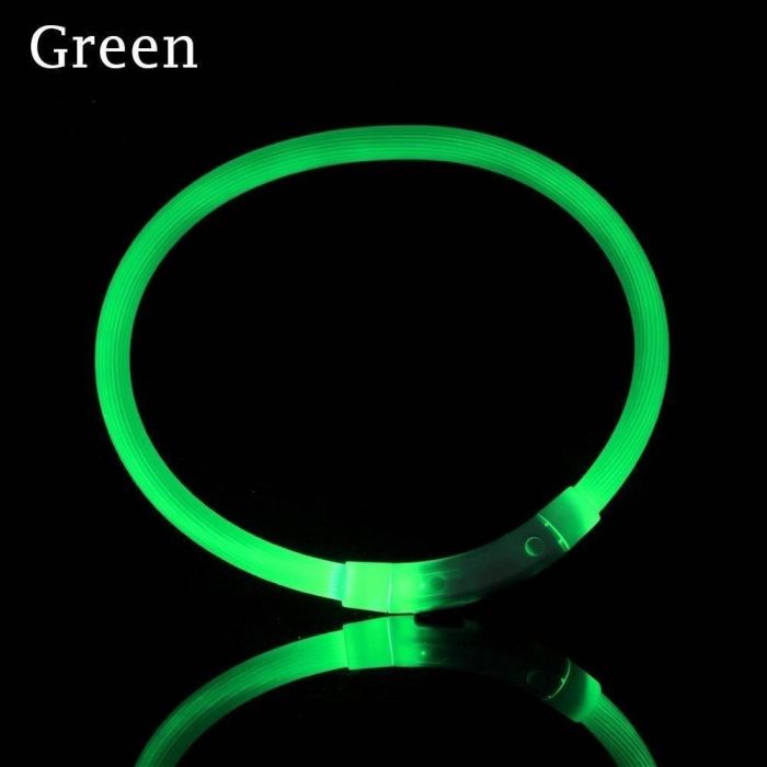 Нашийник для собак що світиться 50см Зелений USB LED нашийник для цуценят з підсвічуванням відрізний
